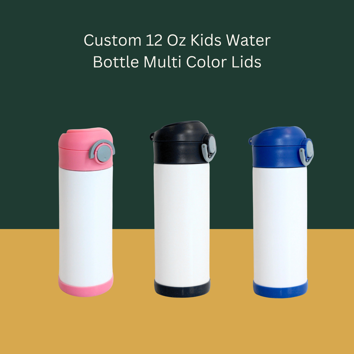 Custom 12 Oz Kids Water Bottle Multi Color Lids (BMP)