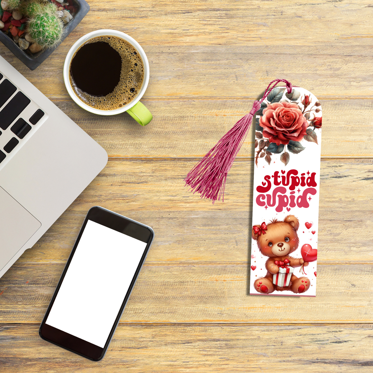 “Stupid Cupid” Aluminum Bookmark