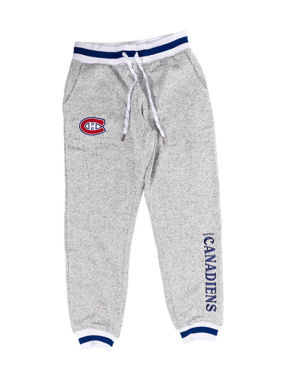 Gray sweatpants with Montreal Canadiens logo and text on a white background