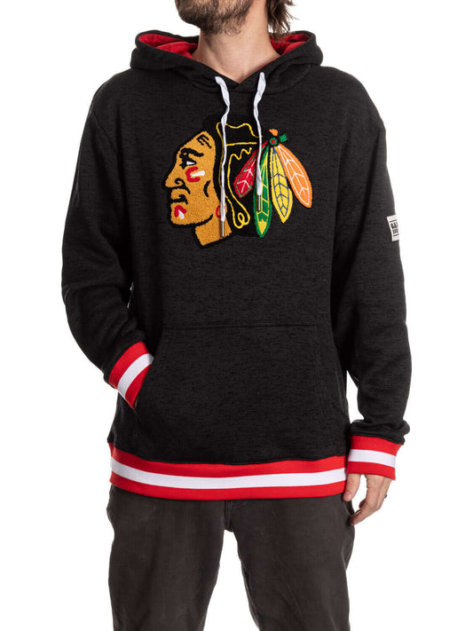 Black hoodie with a logo on a white background