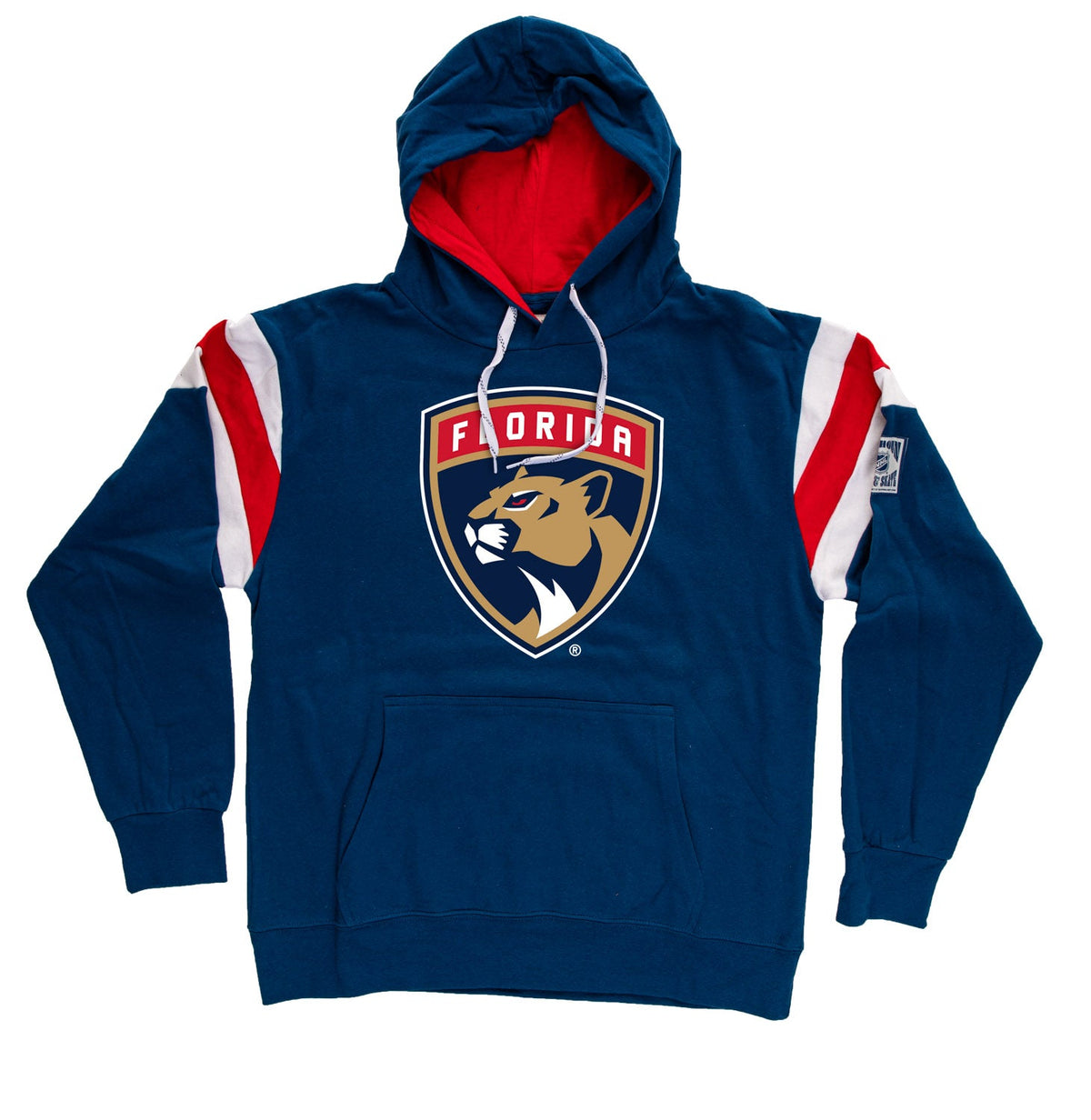 Blue hoodie with Florida Panthers logo on a white background