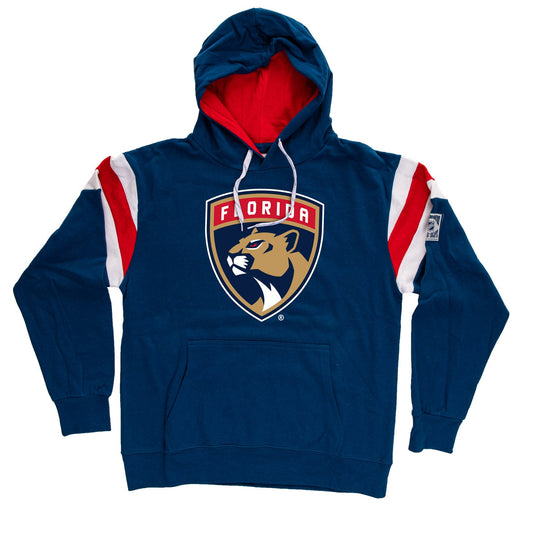 Blue hoodie with Florida Panthers logo on a white background