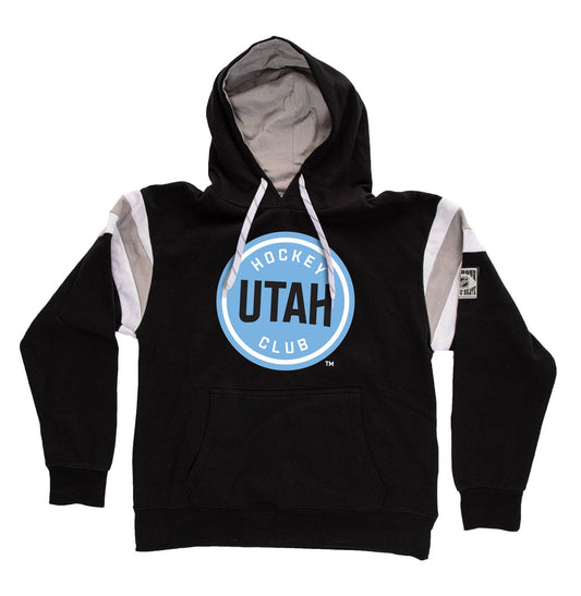 Black hoodie with 'Utah Hockey Club' logo on a white background