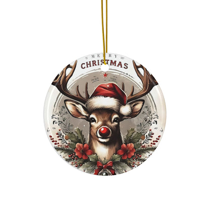 Christmas Ornament Set 'Snowman, Santa Claus, Reindeer & Gift Scene,'